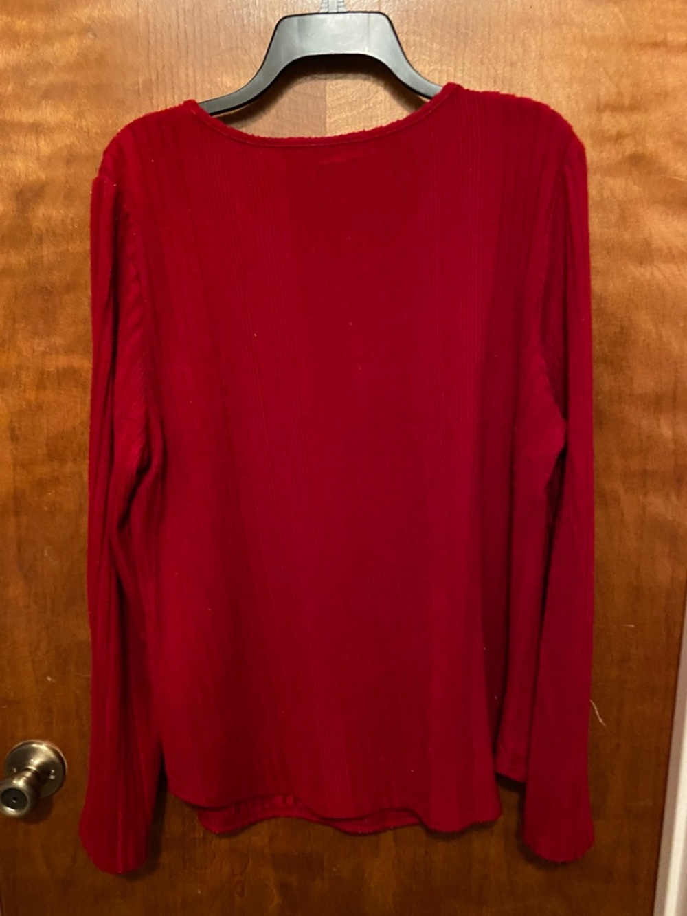 Red Rib Knit Tunic Top - Picture 2 of 6